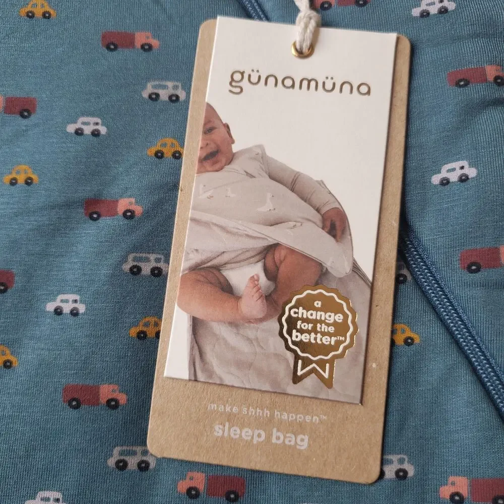 Günamüna Sleep Bag Gown Baby 9-18 MO Blue Car Print 2.5 TOG Zip Winter